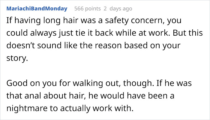 Delusional Boss Fires A High-Achieving Worker After He Refused To Cut His Hair Short For Work Delusional Boss Fires A High-Achieving Worker After He Refused To Cut His Hair Short For Work