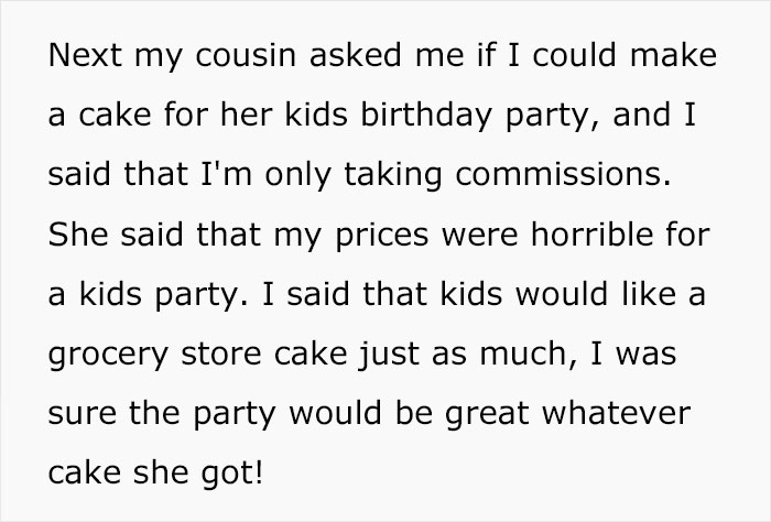 Hobbyist Baker Puts A High Price On Their Cakes Because They Want To Avoid Making Too Many Of Them, Family Calls Them A Jerk