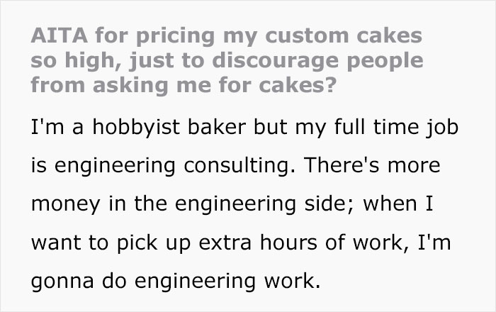 Hobbyist Baker Puts A High Price On Their Cakes Because They Want To Avoid Making Too Many Of Them, Family Calls Them A Jerk