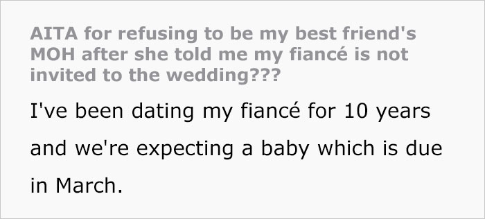 Woman Gets Labeled A Jerk For Refusing To Attend Friend’s Wedding After Her Fiance Is Not Invited Woman Gets Labeled A Jerk For Refusing To Attend Friend’s Wedding After Her Fiance Is Not Invited