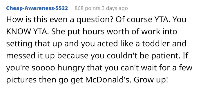 Petty Husband Annoyed That His Wife Always Takes Photos Of The Food She Makes, Ruins It To Prove A Point