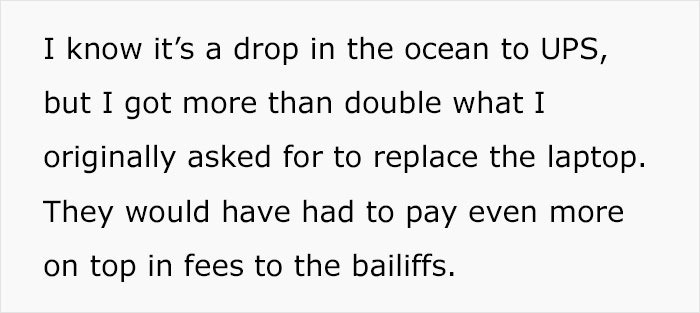 Woman Comes Up With Pro Revenge By Hiring A Bailiff After UPS Damages Her Package And Keeps Refusing To Compensate For It