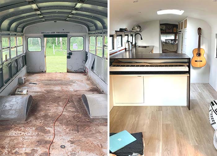 The Before And After Of My School Bus Home