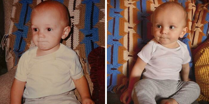 Mi hijo y yo a los 9 meses. 35 años de diferencia