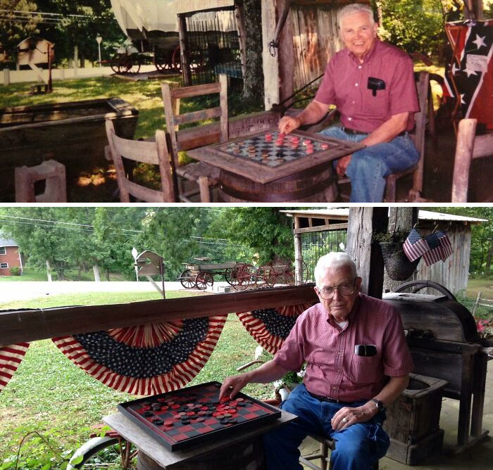 My Pops At The Same Location 15 Years Apart