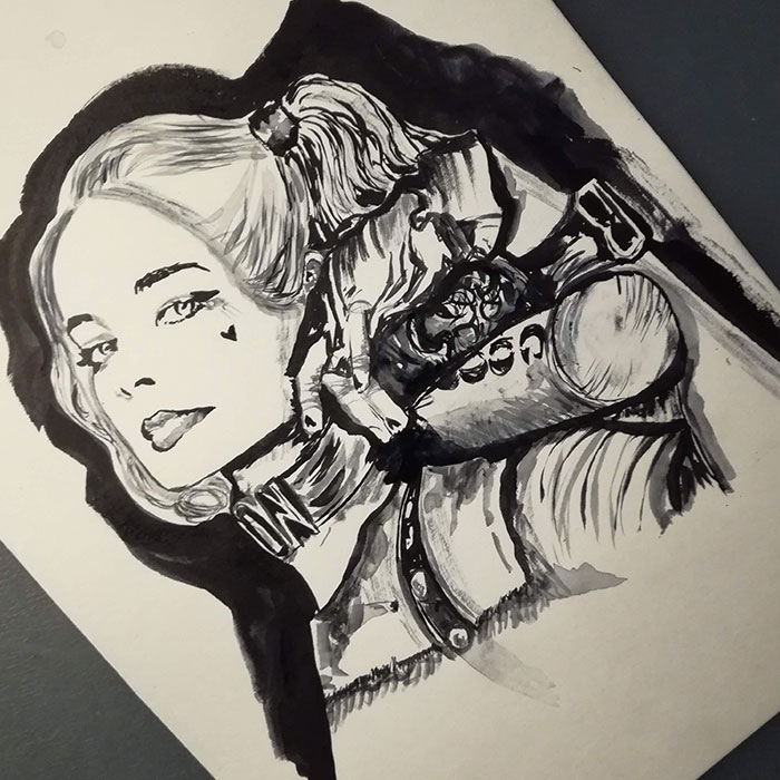 I’m An Artist From Finland And I Use Black Aquarelle To Paint Pop-Culture Villains (20 Pics)