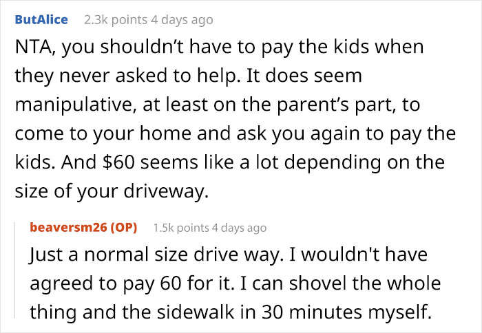 &ldquo;Am I Wrong For Not Paying The Kids That Shoveled My Driveway?&rdquo;