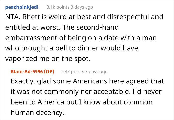 Woman Asks If She Was Right To Cancel Dinner With Her Long Distance Boyfriend When She Saw Him Bring A Bell To The Restaurant Woman Asks If She Was Right To Cancel Dinner With Her Long Distance Boyfriend When She Saw Him Bring A Bell To The Restaurant