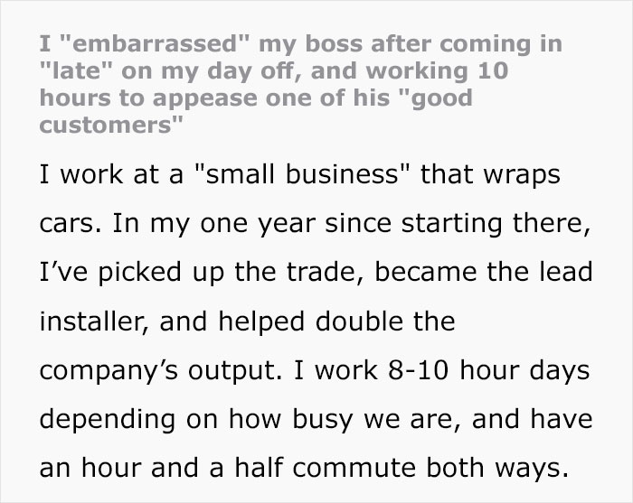 Employee Is Pushed Over The Line After Boss Berates Them For Being Late On Their Day Off
