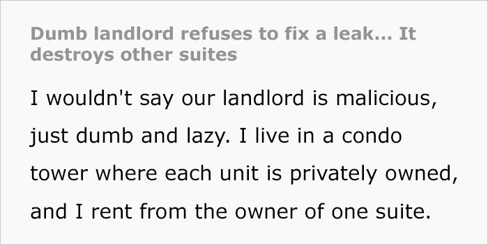 Landlord Refuses To Fix A Leak, Gets A $8,000 Bill To Repair The Damage That The Water Did To Other Apartments Landlord Refuses To Fix A Leak, Gets A $8,000 Bill To Repair The Damage That The Water Did To Other Apartments