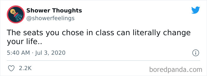 Tweet from Shower Thoughts sharing a life-changing idea, illustrating 45 shower thoughts that make a lot of sense online.