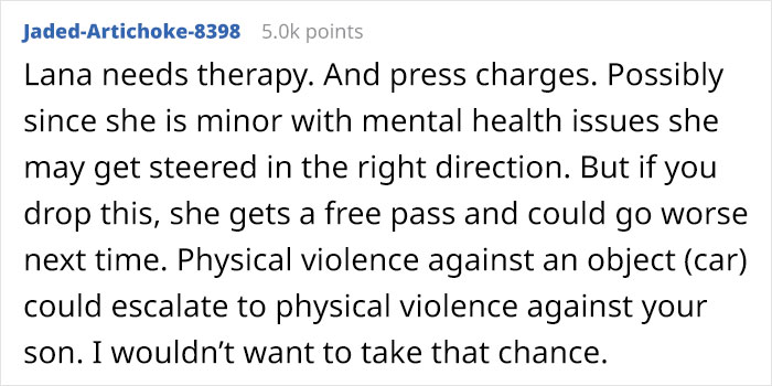 &ldquo;AITA For Refusing To &lsquo;See Other Options&rsquo; For A Girl And Pressing Charges For What She Did To My Son&rsquo;s Car?&rdquo;