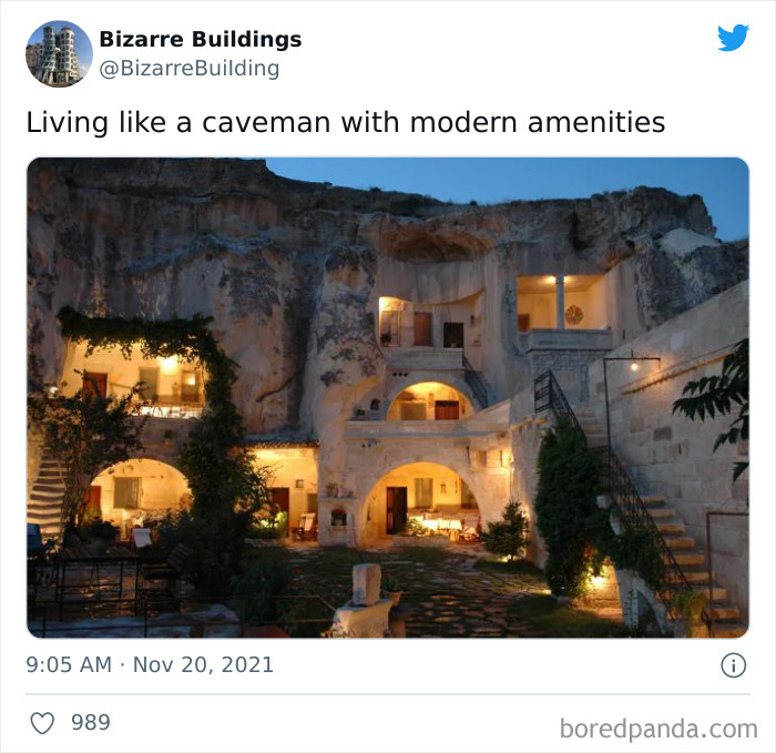 Unique and cool architecture of cave-like residential buildings that look impressive but are uncomfortable to live in.