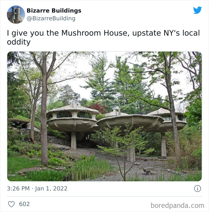 Mushroom House in upstate NY, an example of unique and cool architecture that is uncomfortable to live in.