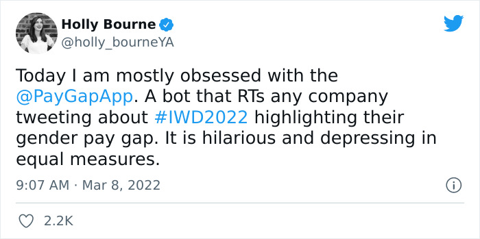 16 Companies That Posted A Celebratory Tweet For Women’s Day And Got Roasted By This Gender Pay Gap Bot 16 Companies That Posted A Celebratory Tweet For Women’s Day And Got Roasted By This Gender Pay Gap Bot