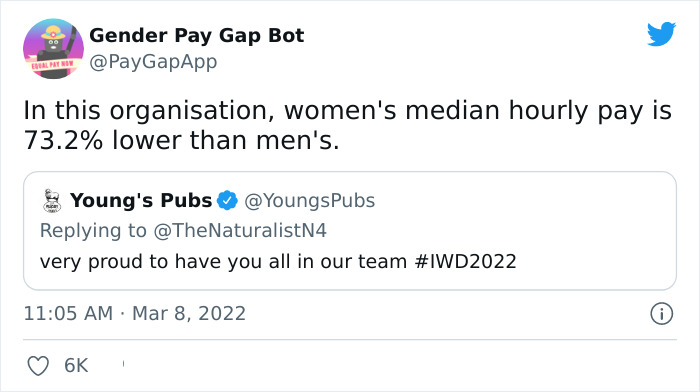 16 Companies That Posted A Celebratory Tweet For Women’s Day And Got Roasted By This Gender Pay Gap Bot 16 Companies That Posted A Celebratory Tweet For Women’s Day And Got Roasted By This Gender Pay Gap Bot