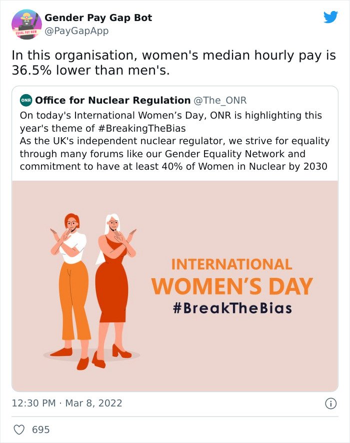 16 Companies That Posted A Celebratory Tweet For Women’s Day And Got Roasted By This Gender Pay Gap Bot 16 Companies That Posted A Celebratory Tweet For Women’s Day And Got Roasted By This Gender Pay Gap Bot