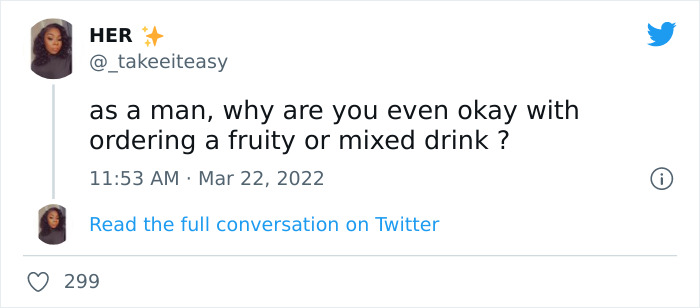 Woman On Twitter Belittles Men Who Order Fruity Or Mixed Drinks And 17 People Come To Teach Her A Lesson