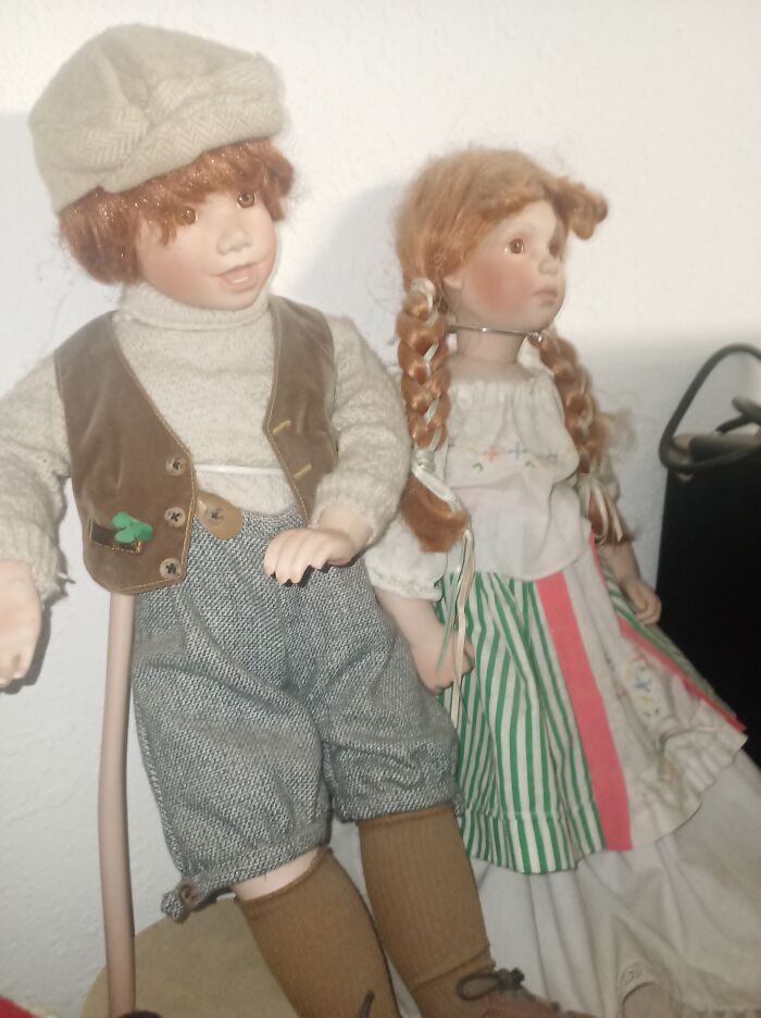 My Hansel And Gretel Porcelain Dolls. My Son Got Them For $1 Each For My Birthday.