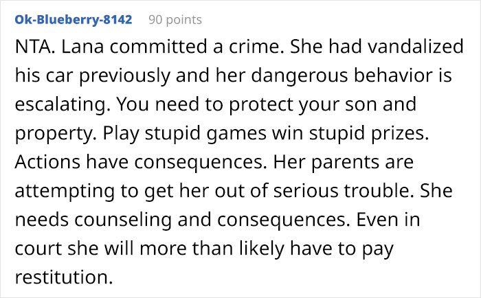 &ldquo;AITA For Refusing To &lsquo;See Other Options&rsquo; For A Girl And Pressing Charges For What She Did To My Son&rsquo;s Car?&rdquo;