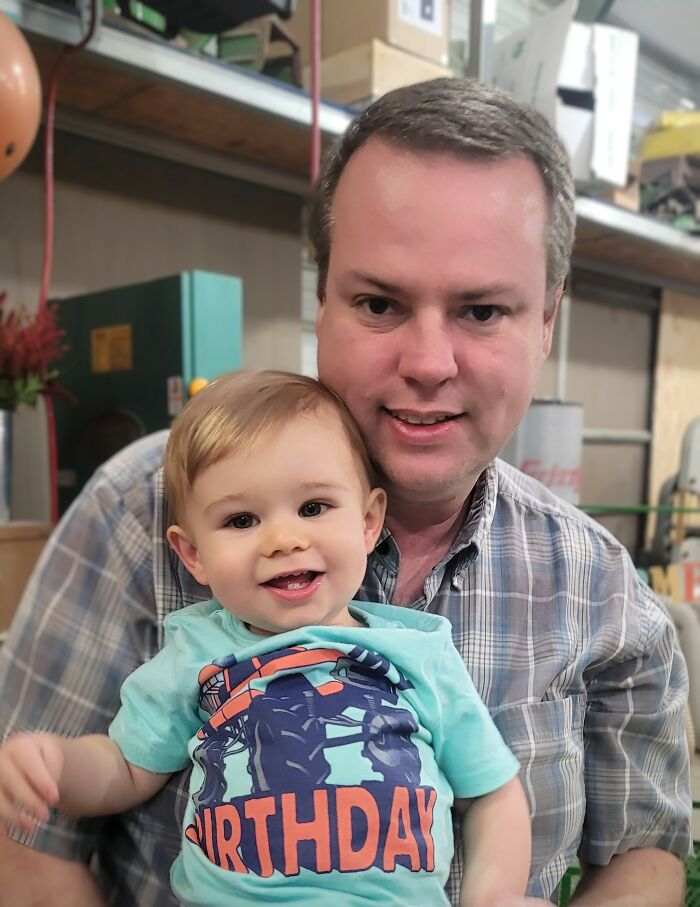 My 1 Year Old Grandson And I On His First Birthday. Love It!!