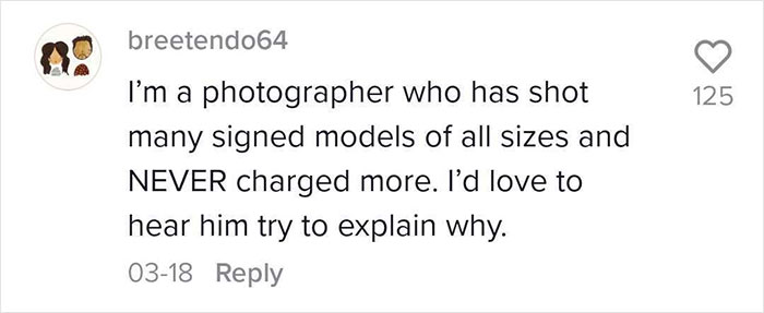 Photographer Charges $100 More For Plus-Size Models, Tries To Justify It Online But People Are Not Buying His Excuses