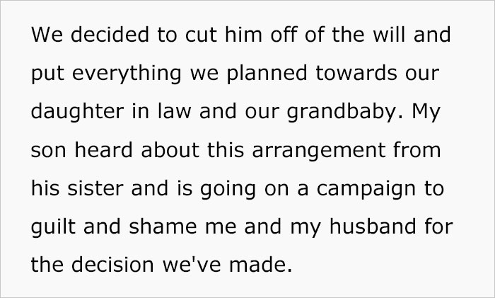 Guy Cheats On Wife, Parents Teach Him A Lesson By Replacing Him In Their Will With His Wife And Baby