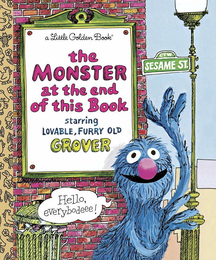 The Monster at the End of This Book cover featuring Grover from Sesame Street in a colorful illustration about books that blew minds.