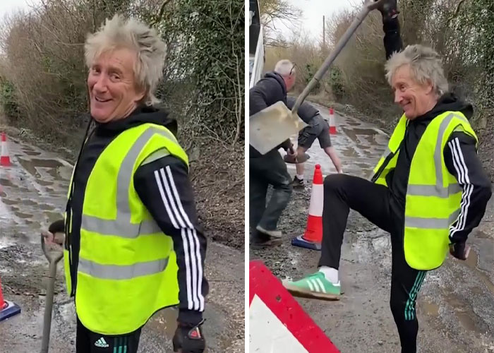 &ldquo;My Ferrari Can&rsquo;t Go Through,&rdquo; Jokes Sir Rod Stewart Whilst Filling In Potholes Near His Essex Home