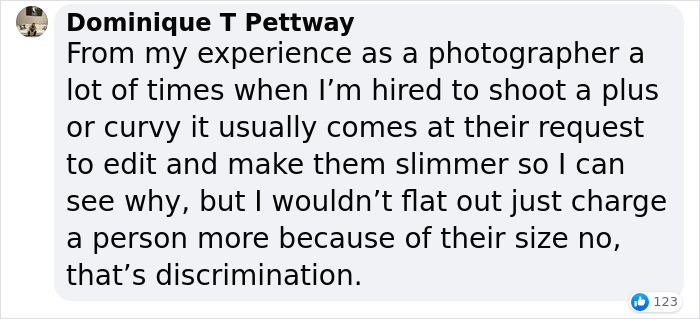 Photographer Charges $100 More For Plus-Size Models, Tries To Justify It Online But People Are Not Buying His Excuses