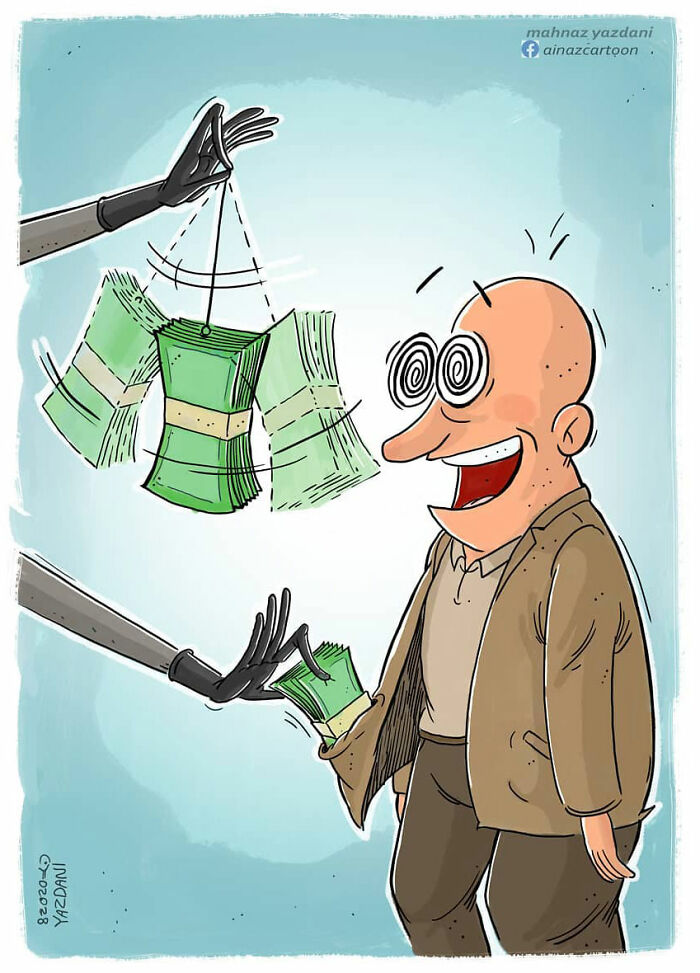 Iranian Artist Criticizes Society's Problems In Strong Illustrations