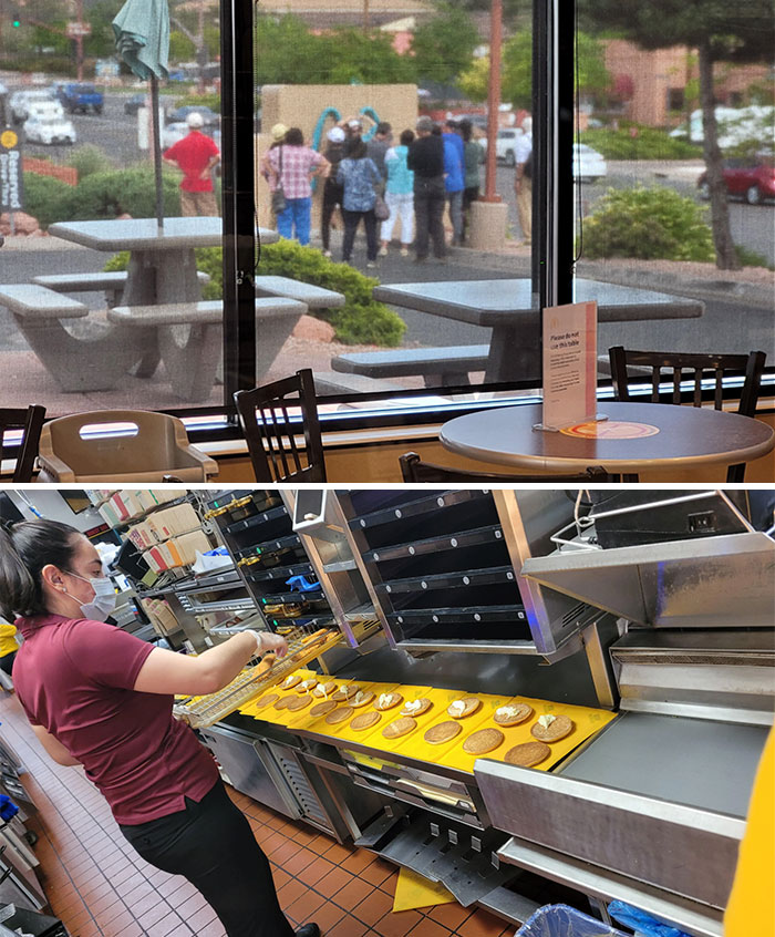 This Is What It Is Like To Work At A Famous McDonald's Group Of Tourist Come Take Pictures Then Order 14 Ice Cream Cones Then Immediately After Someone Orders 40 Hot N Spicy Chickens