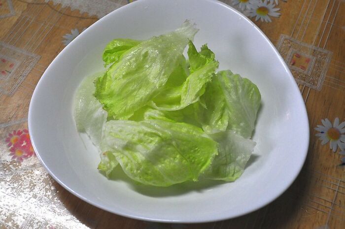 Bowl of plain lettuce leaves representing people who did not have a good time at a wedding due to a horrible speech.
