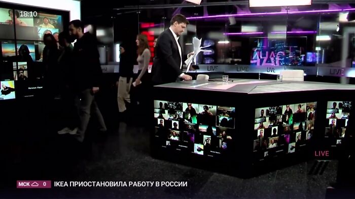 Independent Russian Broadcaster Walks Off Set After Government Passes Law That Imposes A 15-Year Jail Sentence For "Spreading False Information"
