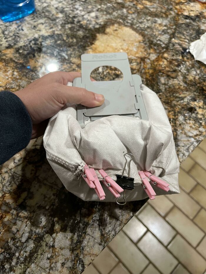 We Love Our Roomba But The Replacement Bags For The Cleaning Station Add Up. The Wife Cut The Bottom Open And Uses Clips To Hold It Shut So We Can Reuse The Same Bag Multiple Times. Works Like A Charm!