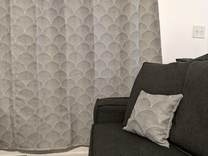 Hemmed Curtains And Used Leftover Fabric To Make Accent Pillows For The Couch. Very Happy With How It Came Out