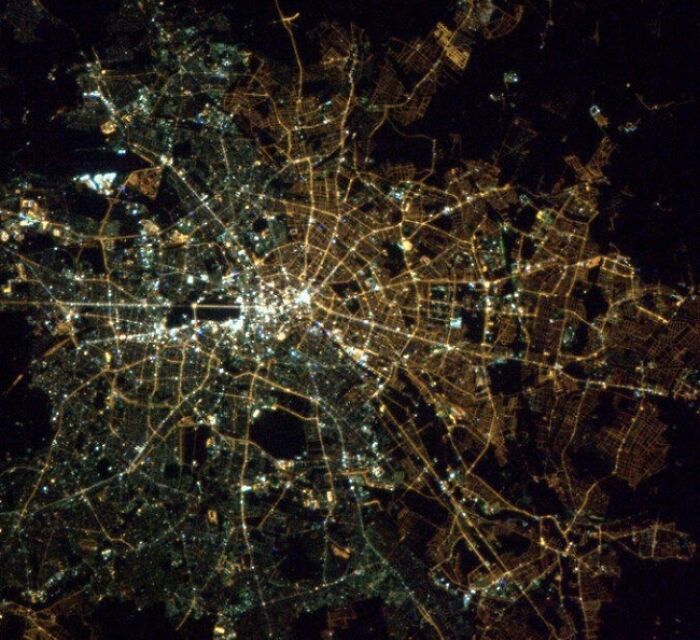 From Space, You Can Still See The Border Between East And West Berlin Due To The Different Types Of Light Bulbs Used In The Regions