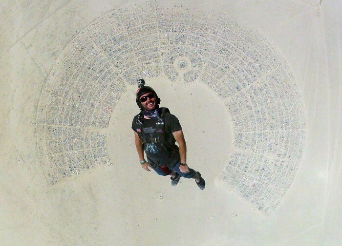 Skydiving Into 'Burning Man'. Black Rock Desert, Nevada