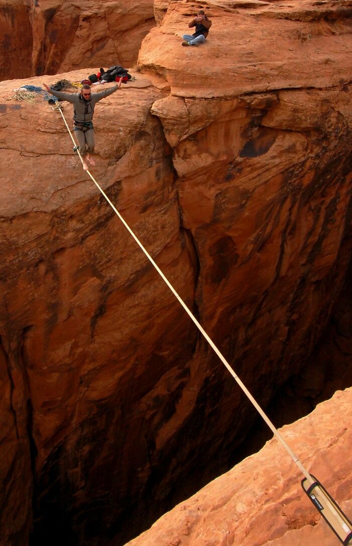 Me Slacklining Across The Birthday Gap In Arches National Park, Utah