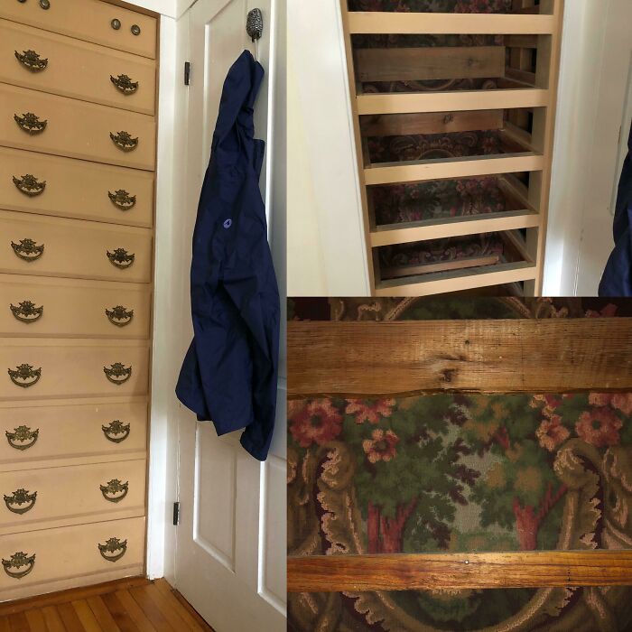 Wall Paper Behind The Drawers Of My Built In Dresser. House Built In 1901, Not The Oldest But Still A Beauty Full Of Secrets