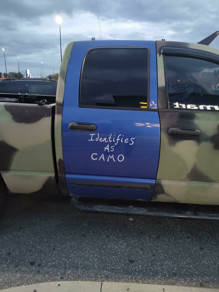 Blur car door in a camo car paint 