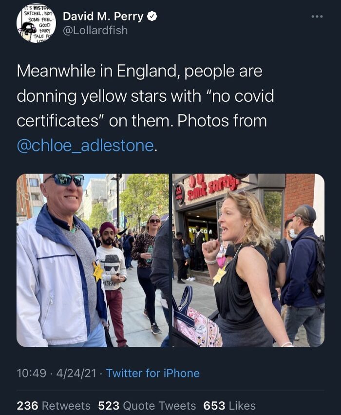 Apparently Immunizing People During A Deadly Pandemic Is Comparable To The Holocaust