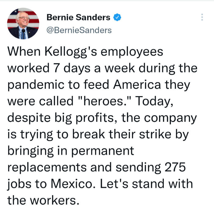 Kellogg's Is Trying To Break The Strike By Bringing In Scabs Remember Don't Cross The Picket Line, Don't Buy Anything From Kellogg's Untill They Agree To The Unions Terms. Solidarity Forever!