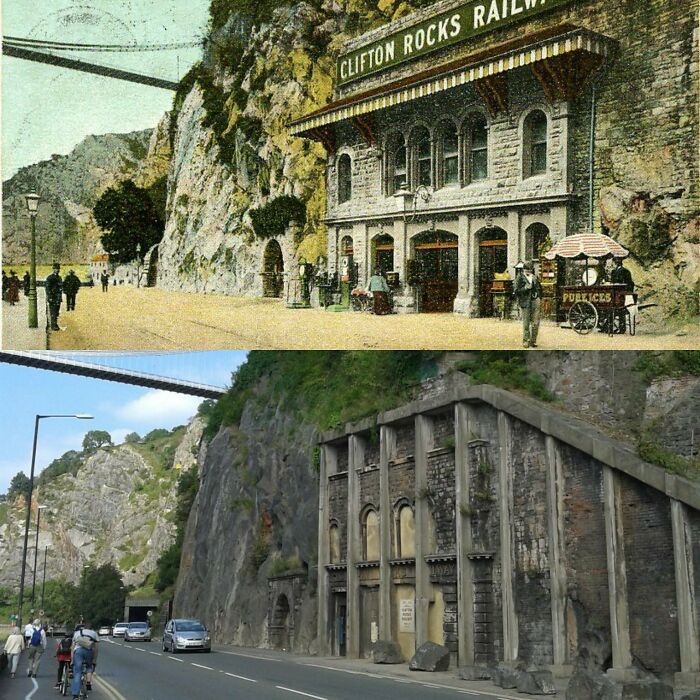 Ferrocarril de Clifton Rocks, Clifton, Bristol. 1905 y hoy