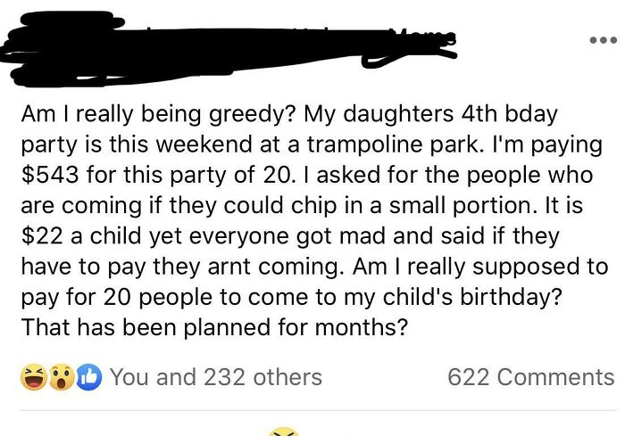 Beggar Mom Is Insulted That Her Daughters Party Guests Won’t Pay For The Party