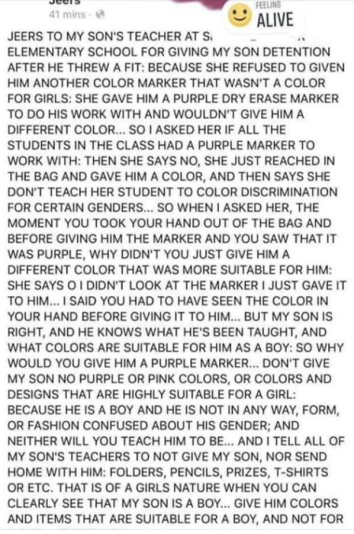 Give My Son A Marker, But Not A Girl Color