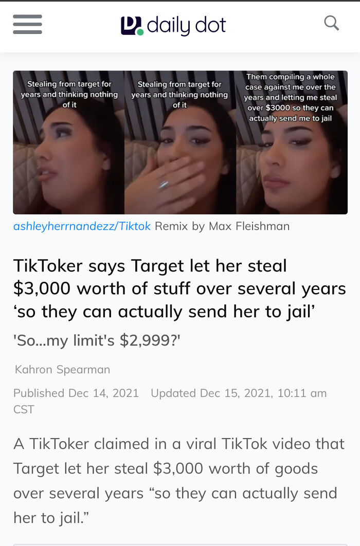 Getting Mad At A Target For Not Arresting Her Sooner