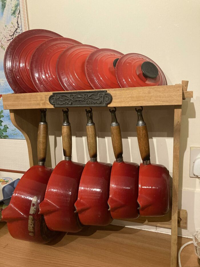 Juego de cacerolas de hierro y esmalte Le Creuset (años 80/90)