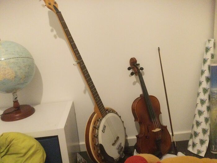 Viola And A Kind Of Bass Banjo! (Banjo's 5th String Is Sadly Broken Now)