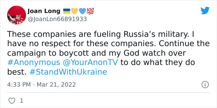 Western Brands That Are Still Operating In Russia Received A Warning On Twitter From &ldquo;Anonymous" Urging Them To Pull Out Within 48 Hours